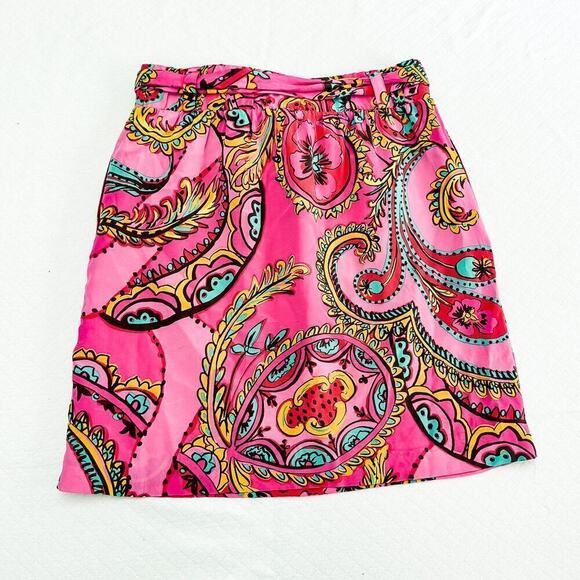 Lilly Pulitzer Pink Flower Printed Wrapped Front Skirt Size M - Picture 2 of 5